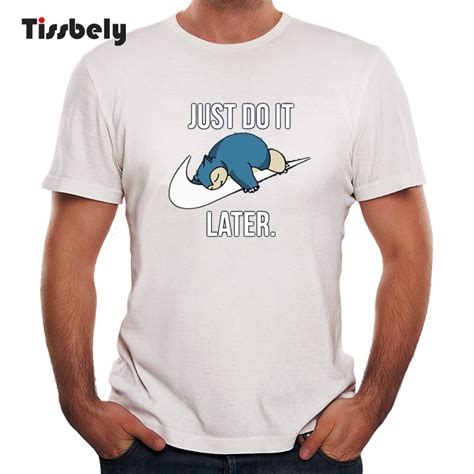 Tissbely Funny T Shirt Men Just Do It Later Graphic Printed T Shirts