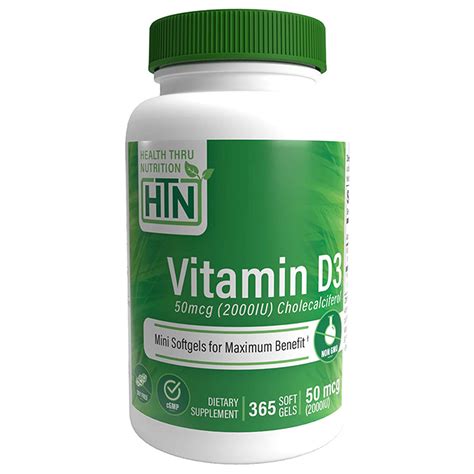 Health Thru Nutrition Vitamin D3 50mcg 2000 Iu Cholecalciferol 365