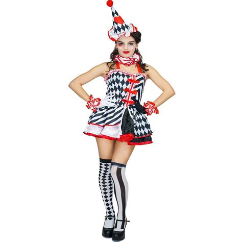 Damen Harlekin Clown Phantasie Halloween Kost M Ad