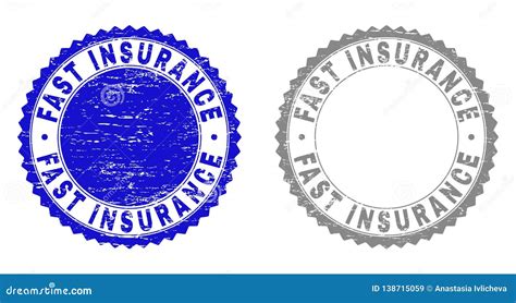 Grunge Fast Insurance Scratched Stamps Stock Vector Illustration Of