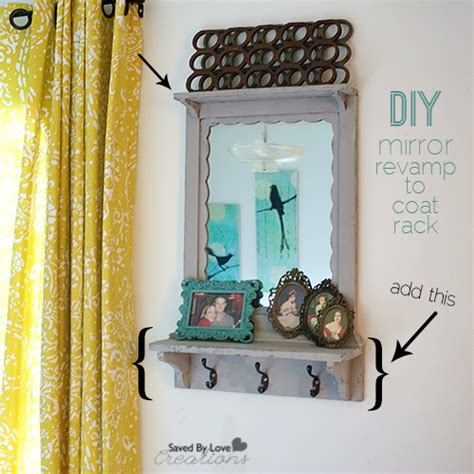 For the cute braces on the rack, we cut 4 pieces of 2×4 both ends at 45 degree angles @ 13″ long point to long point, not parallel. Revamp a Mirror into A Coat Rack for Your Entryway