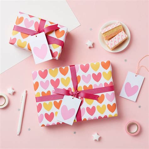 Pink Heart Wrapping Paper Set By Studio 9 Ltd