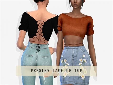 The Sims 4 Presley Lace Up Top Sims Sims 4 Clothing Sims 4