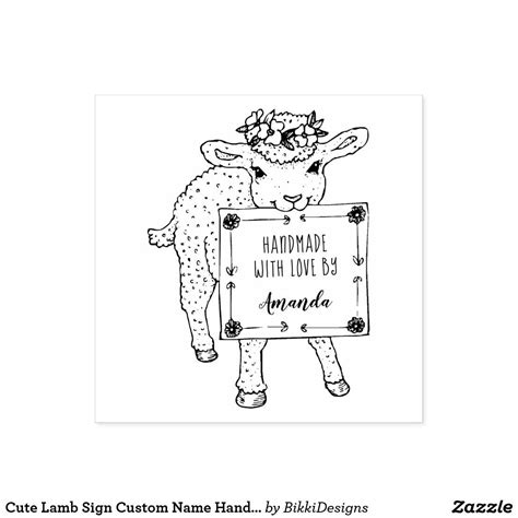 Cute Lamb Sign Custom Name Handmade With Love By Rubber Stamp Zazzle