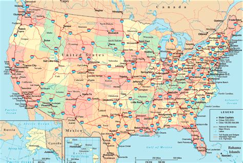 Us Map With Cities And Highways Map Of The Usa With State Names