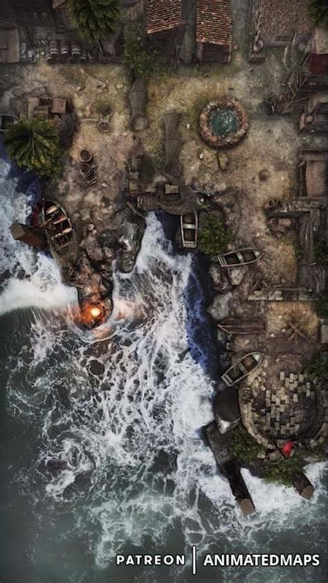 Coastal Path And Fishing Village Battlemaps Preview Animated Dungeon Maps Video Video In