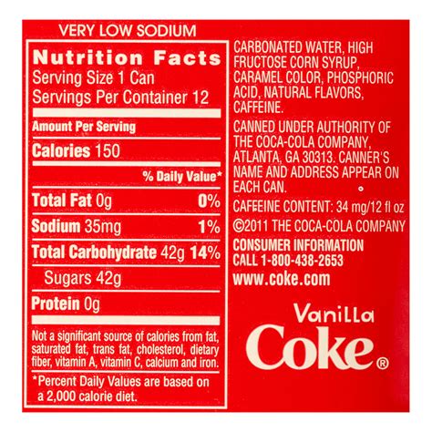 Coca Cola Nutrition Label Label Ideas