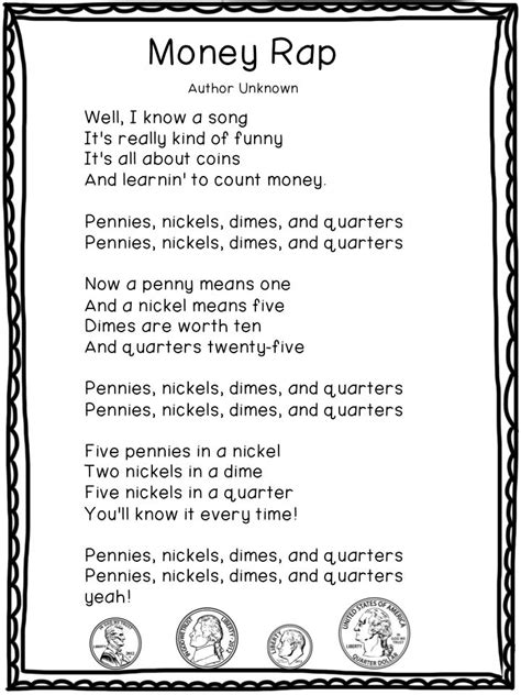 Poetry has so many benefits for kids. Money Rap | Teaching elementary, Money math, Math songs