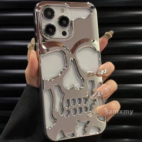 3d Hollow Skull Callous Phone Case Para Iphone 13 14 12 11 Pro Max Lujo