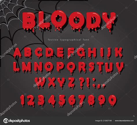 Fuente Sangre Halloween Abc Letras Números Líquidos Color Rojo
