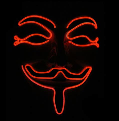 Light Up Guy Fawkes Mask Neon Led Nightlife Vendetta Etsy