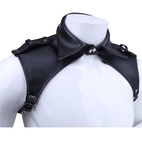 Men Leather Adjustable Body Chest Harness Male Club Wear Lapel Bondage