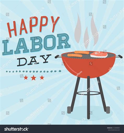 Happy Labor Day Grill Barbecue Bbq Cookout Vector Hot Dogs Steak