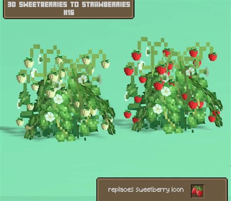 3d Sweet Berries To Strawberries 16x Minecraft Texture Pack