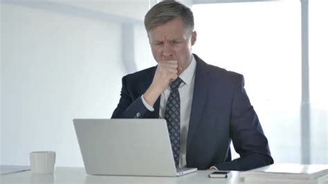 Cough Businessman Coughing At Work Stock Footage Videohive