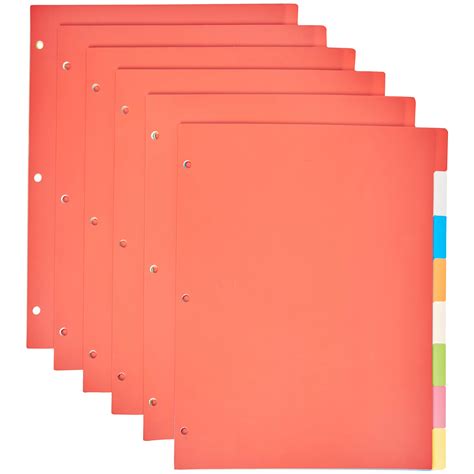 3 Ring Binder Dividers With 10 Color Tabs Pack Durable Ring Binders For