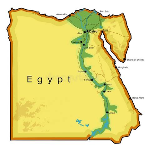 Egypt Map Rivers Roads And Cities Stock Illustration Illustration