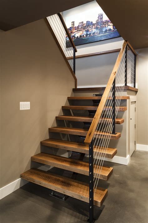 Modern whitewashed and dark wood staircase with white cable railing looks wow. open staircase cable railing - Google Search | Cheap ...