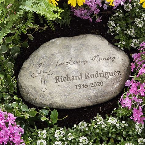 In Loving Memory Engraved Personalized Garden Memorial Stone God Rocks