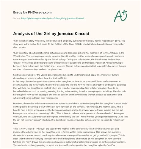 Analysis Of The Girl By Jamaica Kincaid