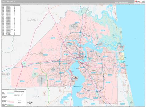 Duval County Fl Wall Map Premium Style By Marketmaps Mapsales