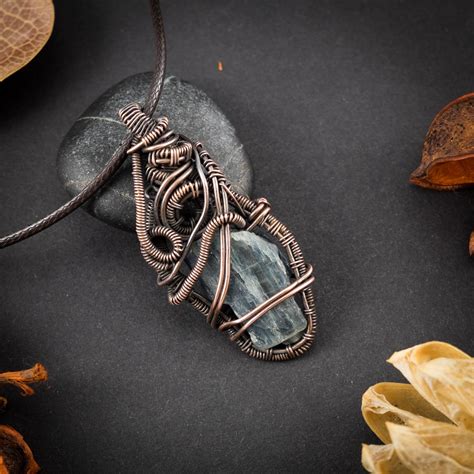 Unique Raw Kyanite Crystal Necklace Protection Amulet Mens Etsy