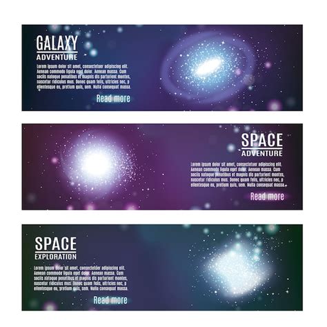 Free Vector Space Horizontal Banners Set