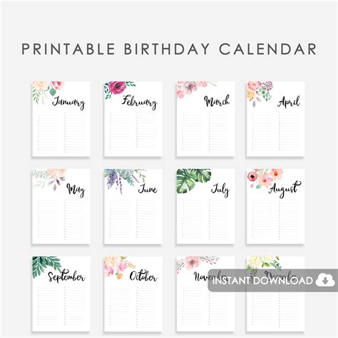 Your complete personology guide for each day of the year is. Wedding Guest Book Birthday Calendar Printable Wedding ...