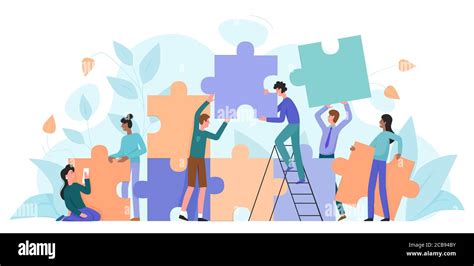 Teamwork Startup Character Flat Vector Illustration Business Concept