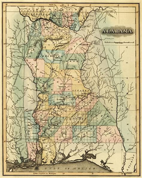 Print Alabama 1826 Panoramic Map Map Native American Map