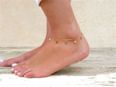 Dainty Star Charms Anklet Gold Star Anklet Delicate Gold Anklet Layering Anklet Gold Foot