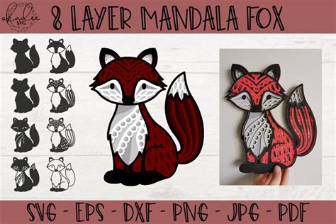 3d Mandala Fox Svg Layered Mandala Svg Forest Svg Fox