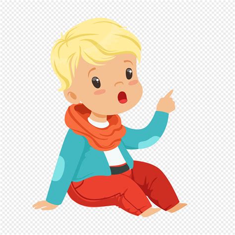 personaje de dibujos animados de niño pequeño sentado en el suel Imagen Descargar PRF Gráficos