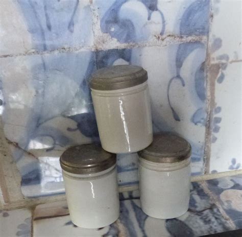 3 Antique Ironstone Chemist Apothecary Pharmacy Pots Jars