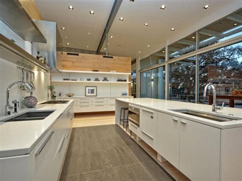 Contemporary Open Plan Kitchen With Large Windows Contemporary Open