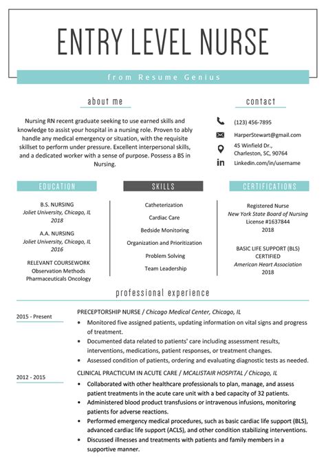 18 Nursing Resumes Templates Free Samples Examples And Format Resume