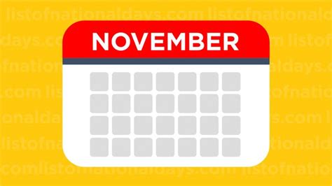 List Of November National Days November National Days National Days