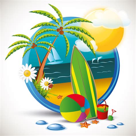 Summer Beach Travel Emblems Free Vector In Adobe Illustrator Ai Ai