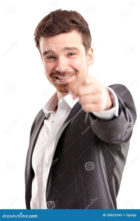 Young Business Man Pointing To The Camera Stock Image Image Of Happy