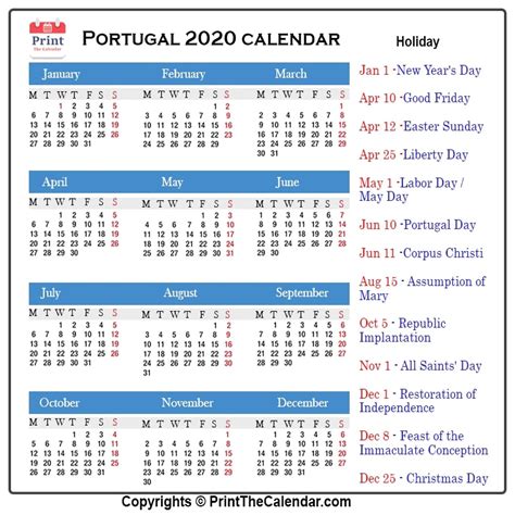 Portugal Holidays 2020 2020 Calendar With Portugal Holidays