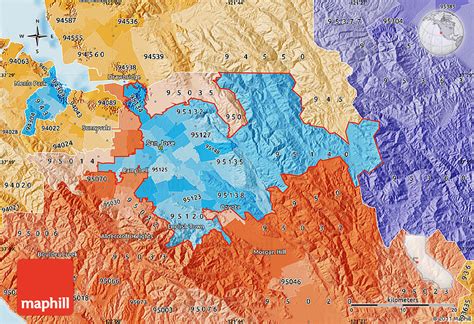 Political Shades Map Of Zip Codes Starting With 951