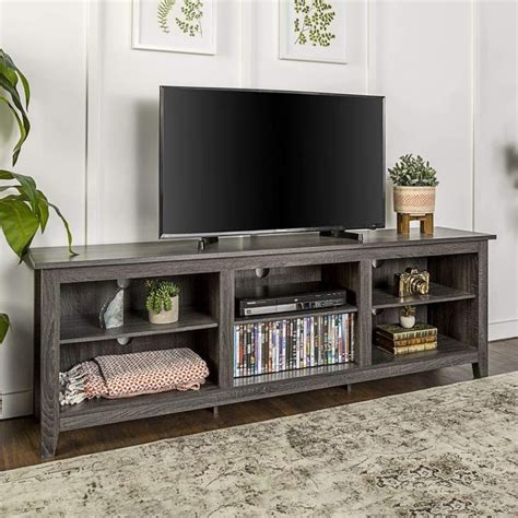 70 Wood Media Tv Stand Storage Console Charcoal Tv Stand Wood Tv