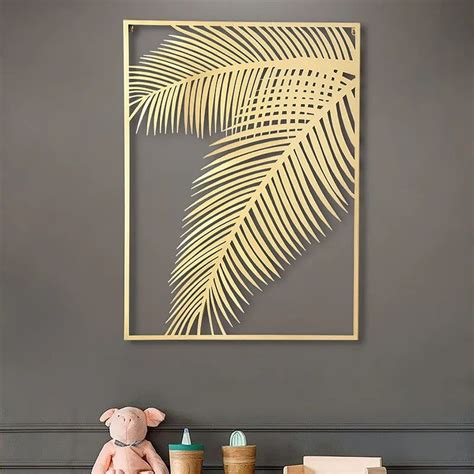 2 Pieces Metal Palm Leaf Gold Wall Decor Default Title Charmydecor