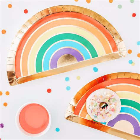 Set Di 8 Piatti Di Carta A Forma Di Arcobaleno Idea Decorazione