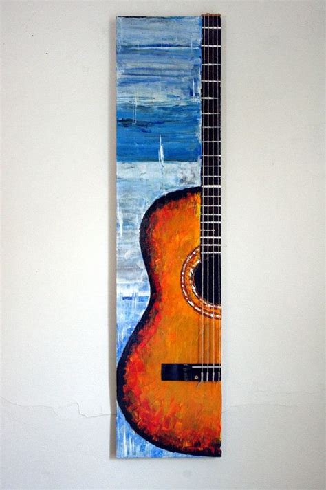 Classical Guitar Painting With Real Bridge And Sisal By Sunitalap 150