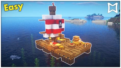 Minecraft Small Survival Pirate Raft Tutorial Easy Youtube