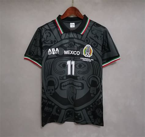 Retro 1998 Mexico Away Black Soccer Jersey Football Shirt Mens Etsy