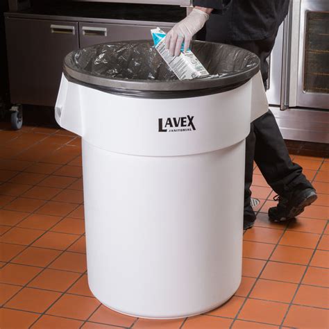Lavex Janitorial 55 Gallon White Round Ingredient Bin Commercial