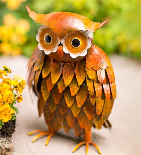 Handcrafted And Hand Painted Indooroutdoor Metal Owl Sculpture Owls