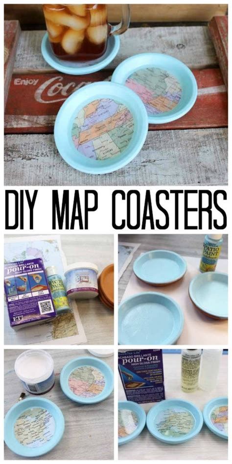 Diy Map Coasters From Terra Cotta Saucers Resin Crafts Blog